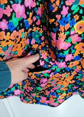 Çiçek Desenli Uzun Kadın Blazer - Görsel 19