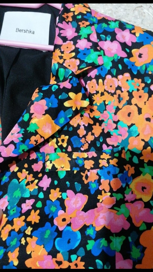 Çiçek Desenli Uzun Kadın Blazer - Görsel 2