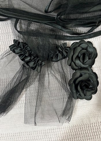 Siyah Gotik Düğün Aksesuar Seti - Görsel 2