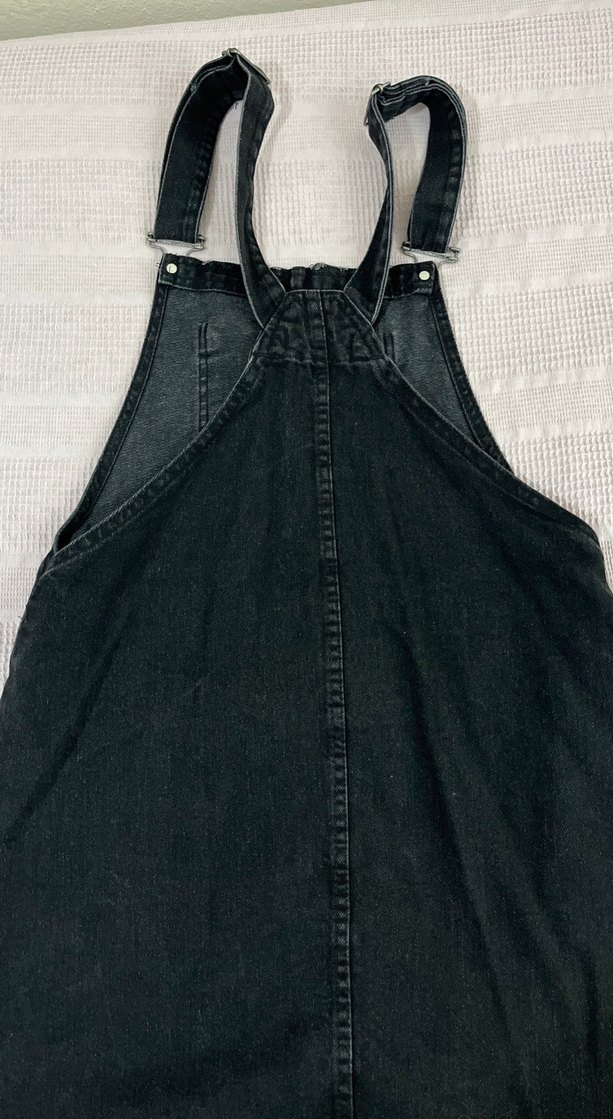 Siyah Kadın Kot Salopet Midi Boy - Görsel 3