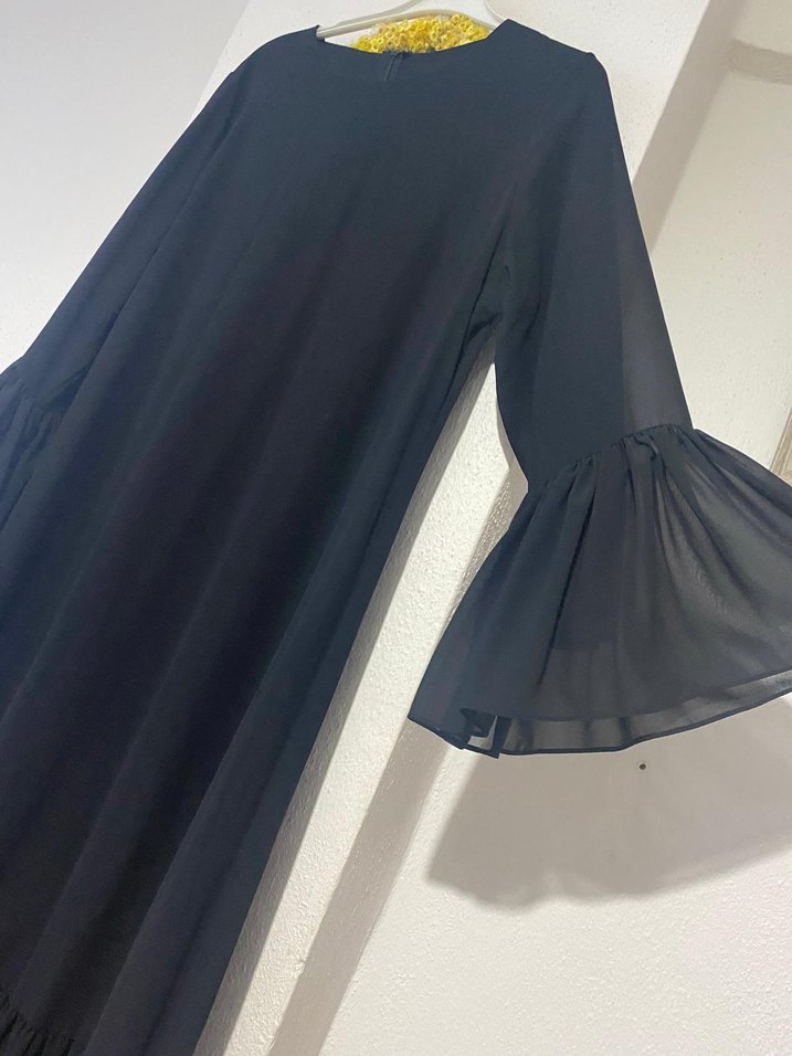 Kadın Siyah Uzun Kollu Gotik Elbise - Görsel 2