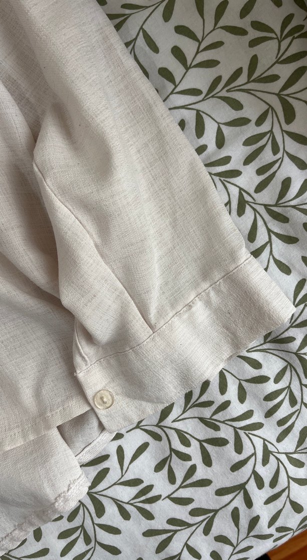 Bej Kadın Keten Gömlek Uzun Kollu - Görsel 2