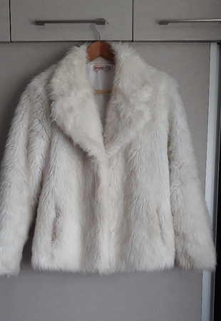 kırık beyaz peluş ceket mont