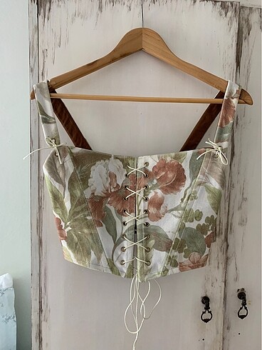 Fransız vintage yeşil korse büstiyer y2k
