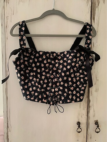 Fransız vintage çiçekli büstiyer korse