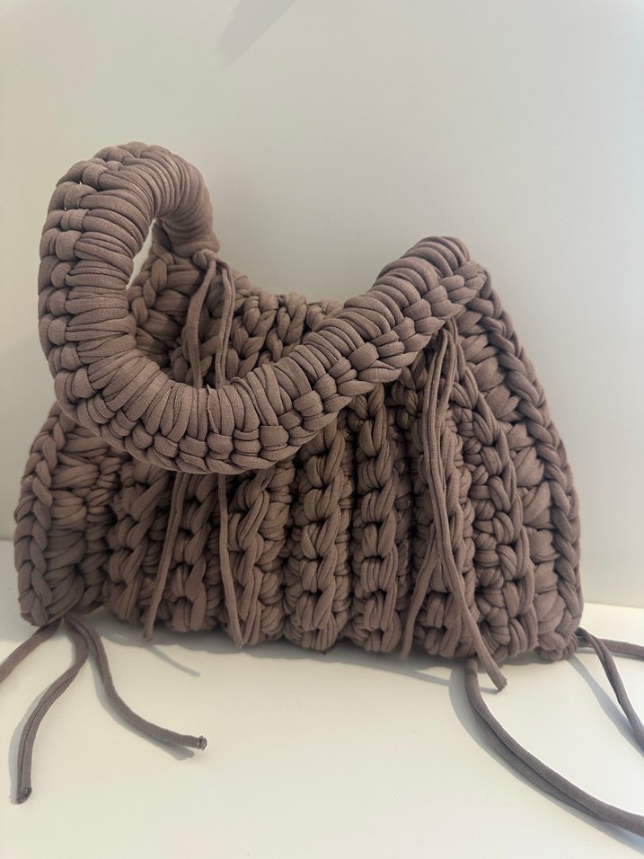 Bohem Örgü Kadın Çanta vizon - Görsel 2