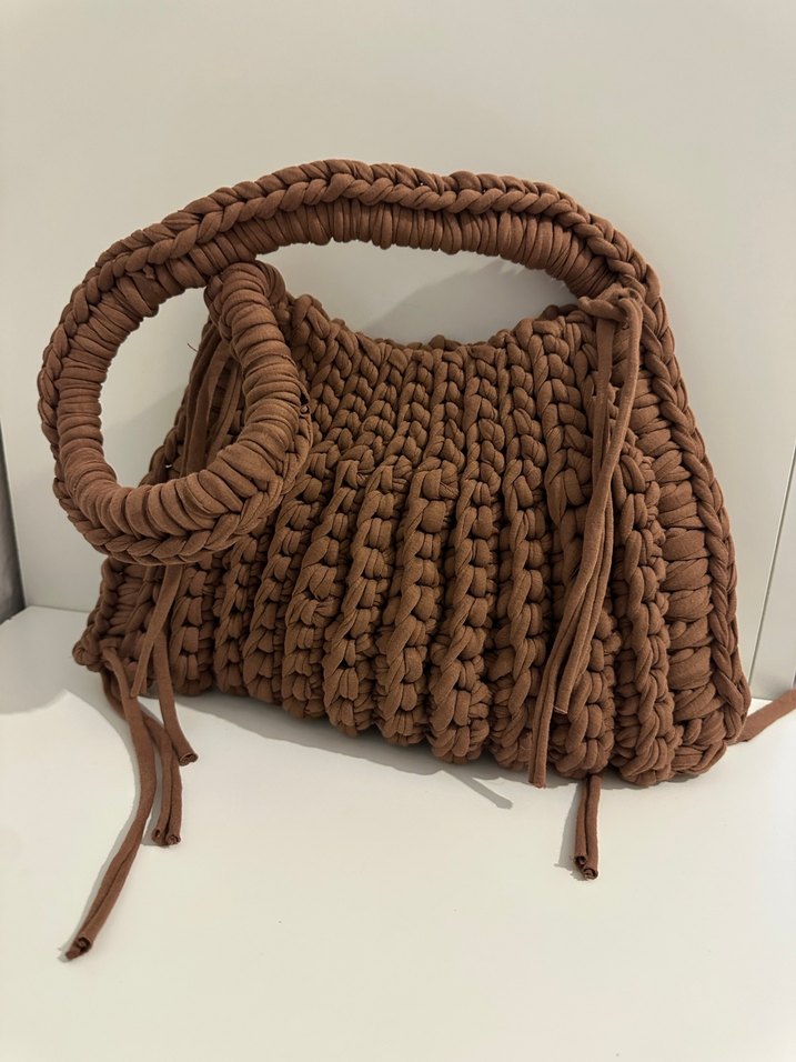 Örgü Kadın Çanta Kahverengi - Görsel 4