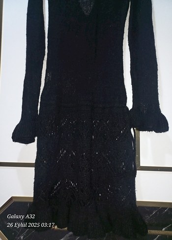 Diğer Uzun Kollu Siyah Goth Triko Elbise