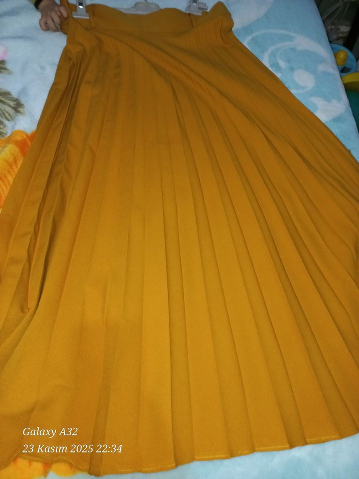 Pileli Tesettur Uzun  Etek 42-44 beden uyumludur - Görsel 4