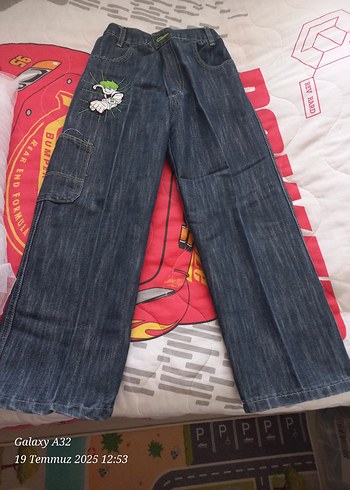 10 Yaş Beden Renkli Baskılı Erkek Çocuk Kot Pantolon