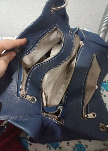 Koyu Mavi Deri Kadın Çanta - Görsel 4