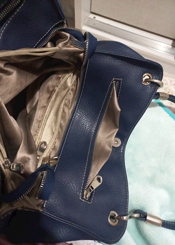Koyu Mavi Deri Kadın Çanta - Görsel 3