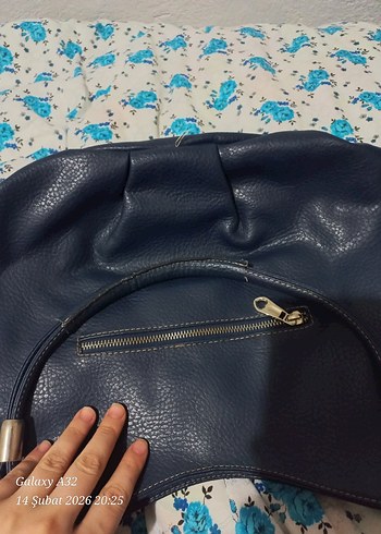 Koyu Mavi Deri Kadın Çanta - Görsel 6