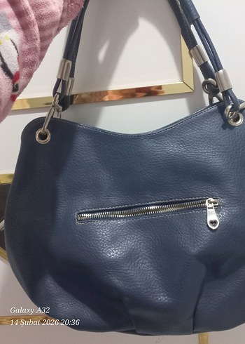 Koyu Mavi Deri Kadın Çanta - Görsel 2