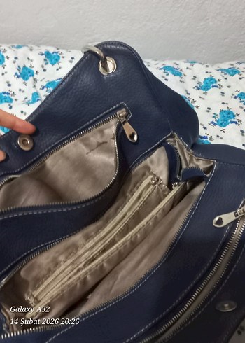 Koyu Mavi Deri Kadın Çanta - Görsel 7