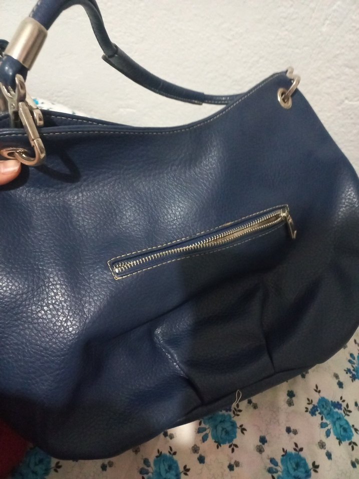 Koyu Mavi Deri Kadın Çanta - Görsel 5