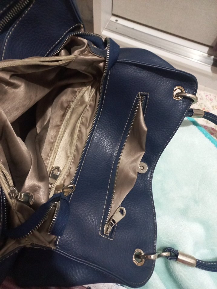 Koyu Mavi Deri Kadın Çanta - Görsel 3