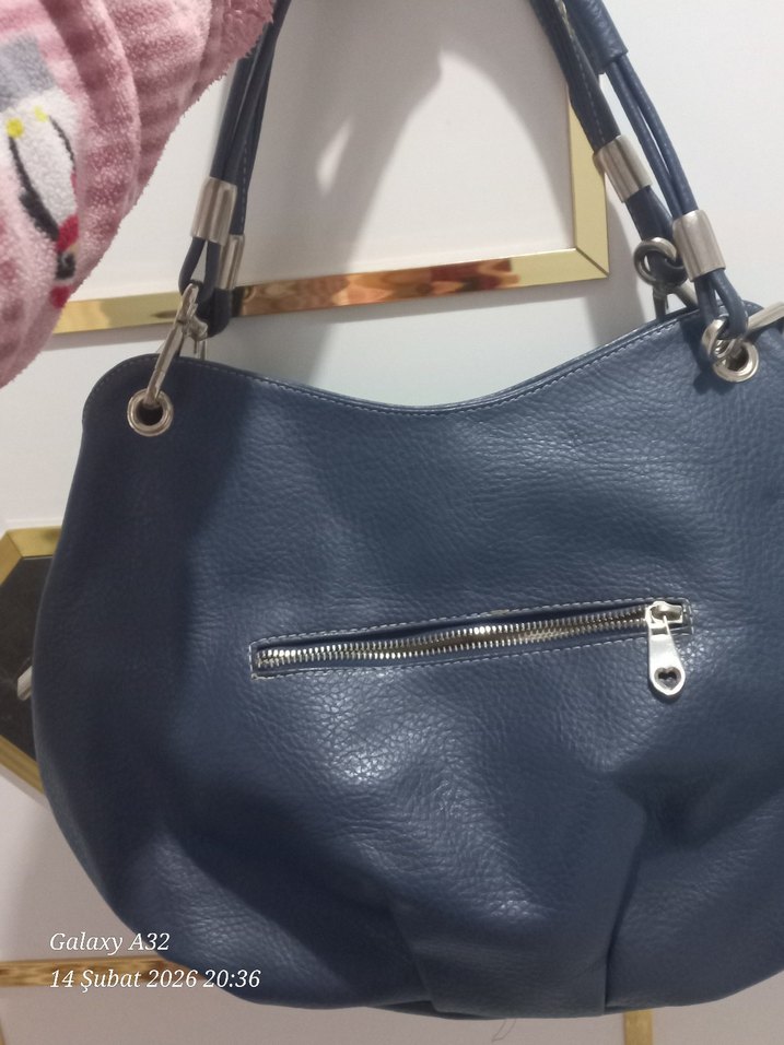 Koyu Mavi Deri Kadın Çanta - Görsel 2