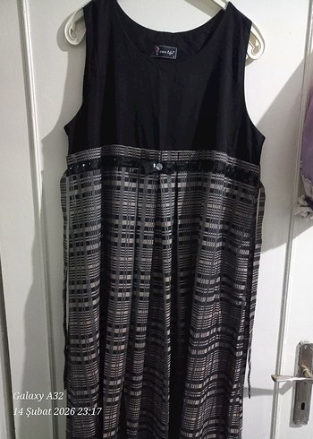 Siyah Piliseli Uzun Kadın Elbise Hamilelik - Görsel 3