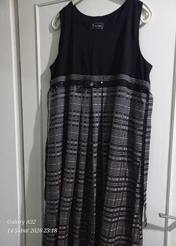 Siyah Piliseli Uzun Kadın Elbise Hamilelik - Görsel 6