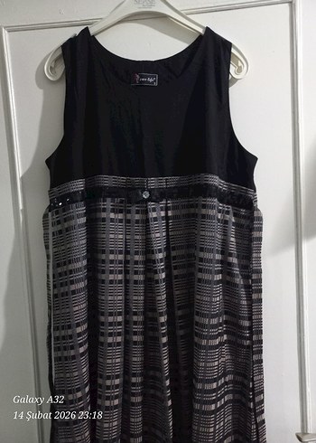 Siyah Piliseli Uzun Kadın Elbise Hamilelik - Görsel 5