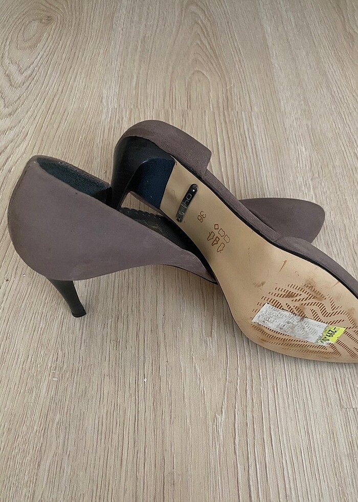 Süet bej renk stiletto - Görsel 3