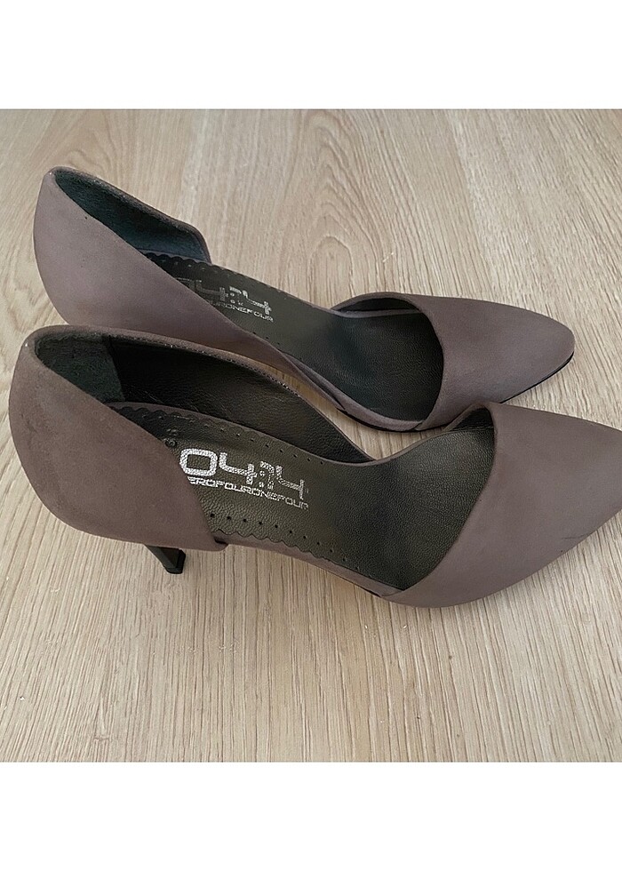 Süet bej renk stiletto - Görsel 2