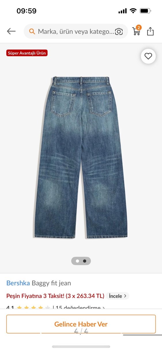 BERSHKA BAGGY JEAN SIFIR ETİKETLİ - Görsel 4