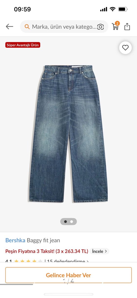 BERSHKA BAGGY JEAN SIFIR ETİKETLİ - Görsel 3