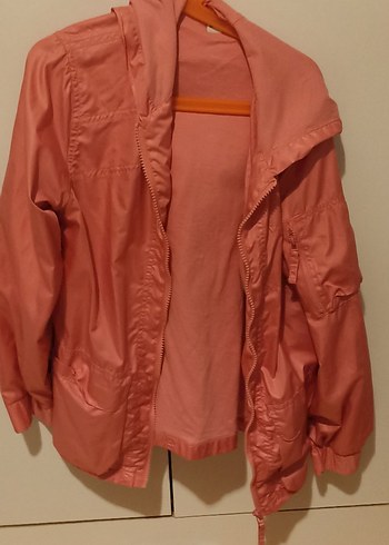 Kız Çocuk Pembe Fermuarlı Uzun kollu trençkot - Görsel 2