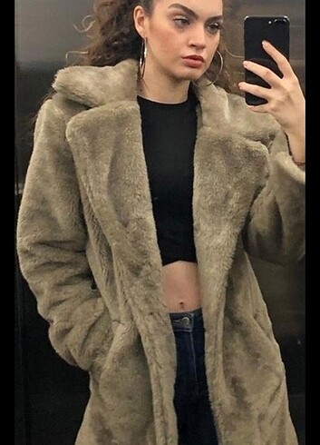 Haki-kahve peluş kürk