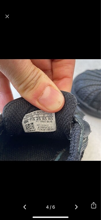 25 Beden siyah Renk Adidas ayakkabı