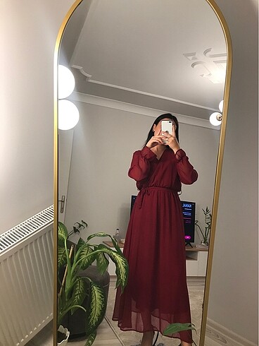 38 Beden bordo Renk Midi boy elbise