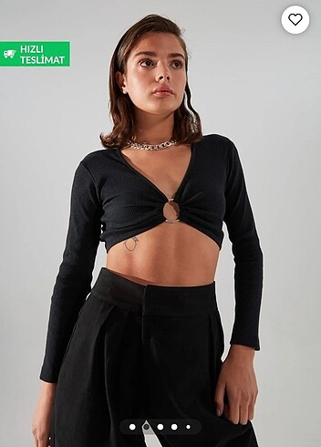 Trendyol & Milla Trendyol Milla Siyah Crop Örme Bluz M