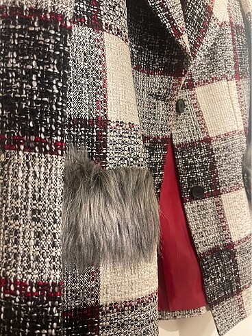 l Beden Peluş cep detaylı blazer