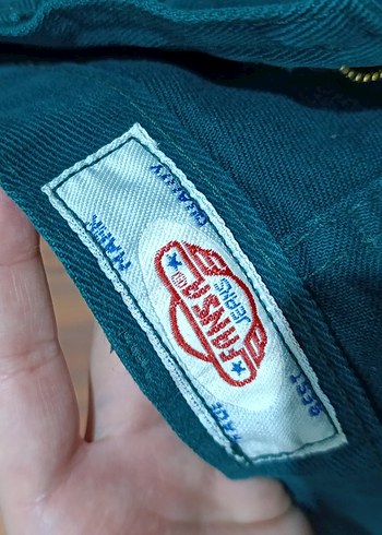 Zümrüt yeşili vintage Kadın Denim Pantolon - Görsel 2