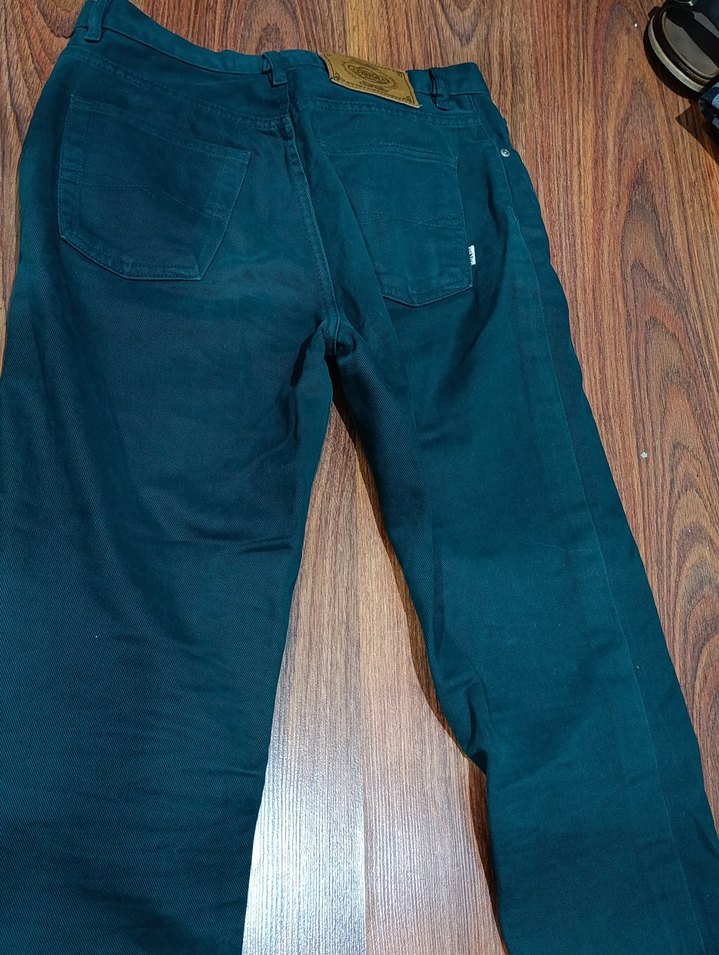Zümrüt yeşili vintage Kadın Denim Pantolon - Görsel 3