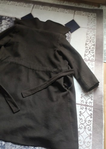 Düğmeli Uzun Kahverengi Süet Kadın Kaban - Görsel 5