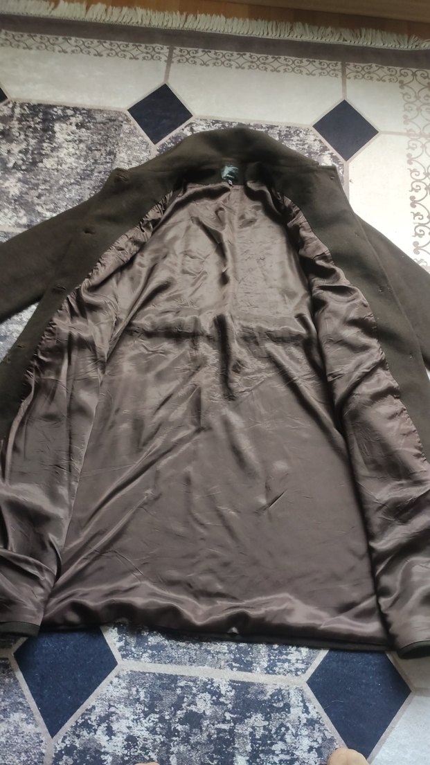 Düğmeli Uzun Kahverengi Süet Kadın Kaban - Görsel 2