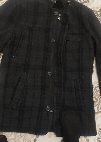 Erkek Gri Düğmeli Midi Ceket yeniden farksiz - Görsel 2