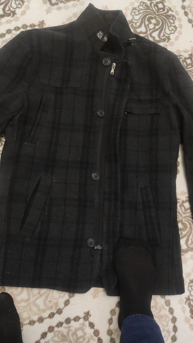 Erkek Gri Düğmeli Midi Ceket yeniden farksiz - Görsel 2