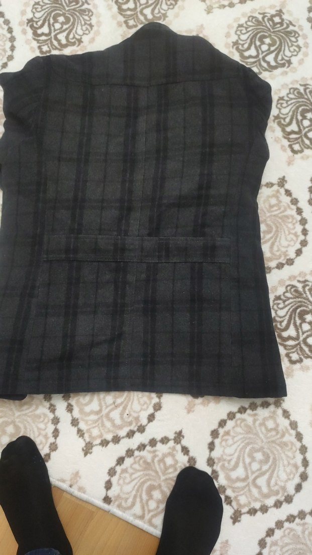 Erkek Gri Düğmeli Midi Ceket yeniden farksiz - Görsel 5