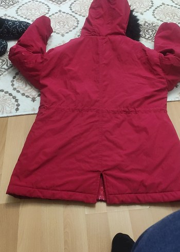 Bordo Kapüşonlu Kadın Kışlık Mont - Görsel 2