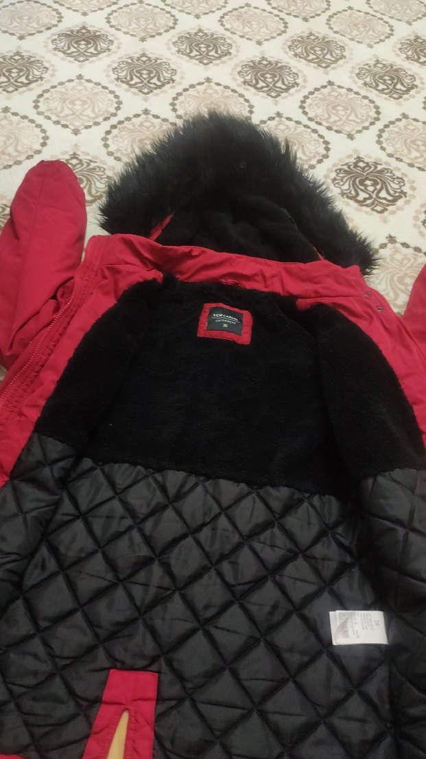 Bordo Kapüşonlu Kadın Kışlık Mont - Görsel 4