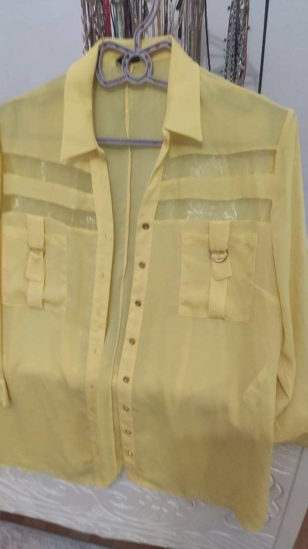 Sarı Düğmeli Kadın Midi Gömlek - Görsel 5