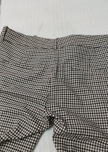 Düğmeli Kahverengi Ekose Kumaş Pantolon - Görsel 8