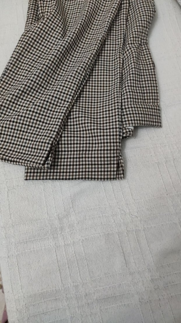 Düğmeli Kahverengi Ekose Kumaş Pantolon - Görsel 5