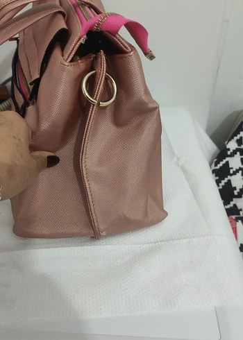 Bej Deri Fermuarlı Kadın Çantası - Görsel 6