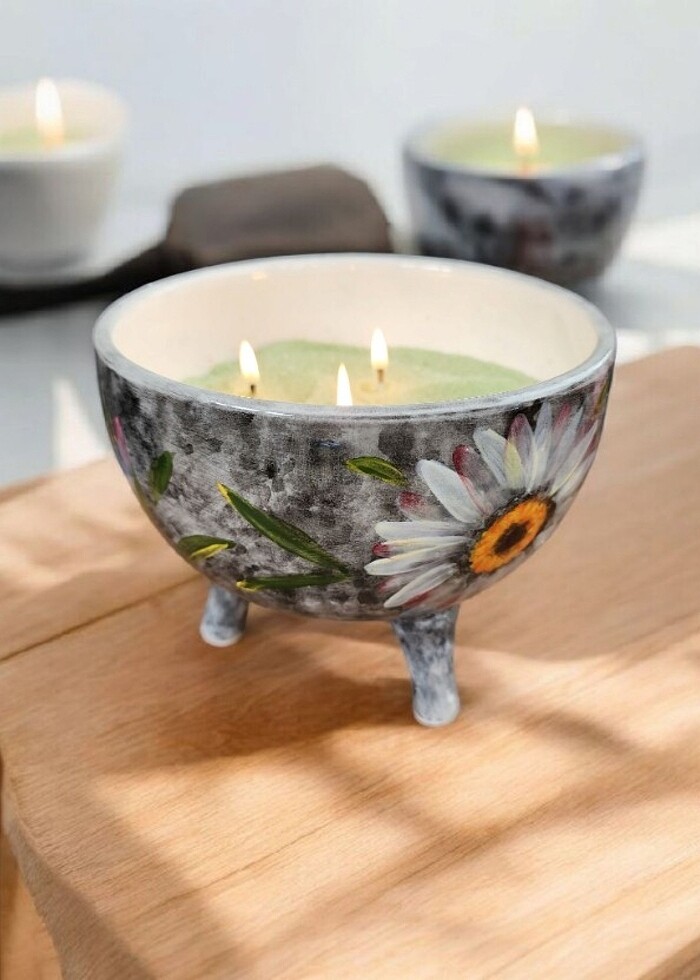 Seramik El Boyama Saksı Dekoratif Aksesuar - Görsel 3