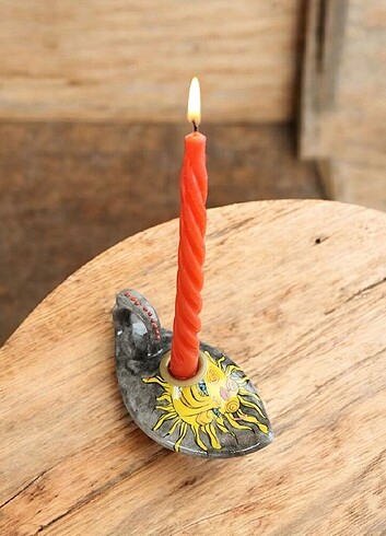 El Boyama Seramik Özel Tasarım Şamdan Mumluk - Görsel 2